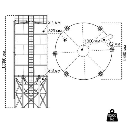 Сборный силос цемента SSC180T