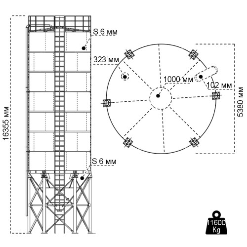 Сборный силос цемента SSC280T