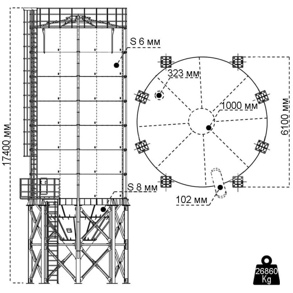 Сборный силос 480 тонн