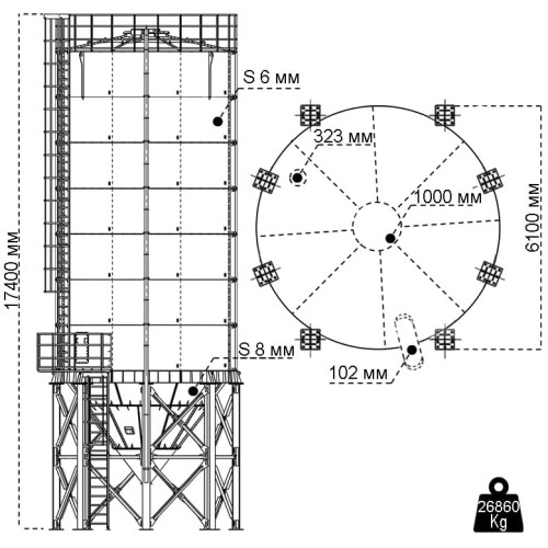 Сборный силос цемента SSC480T