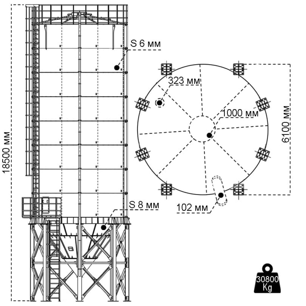 Сборный силос 550 тонн