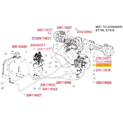 206235903 Насос гидравлический для MST