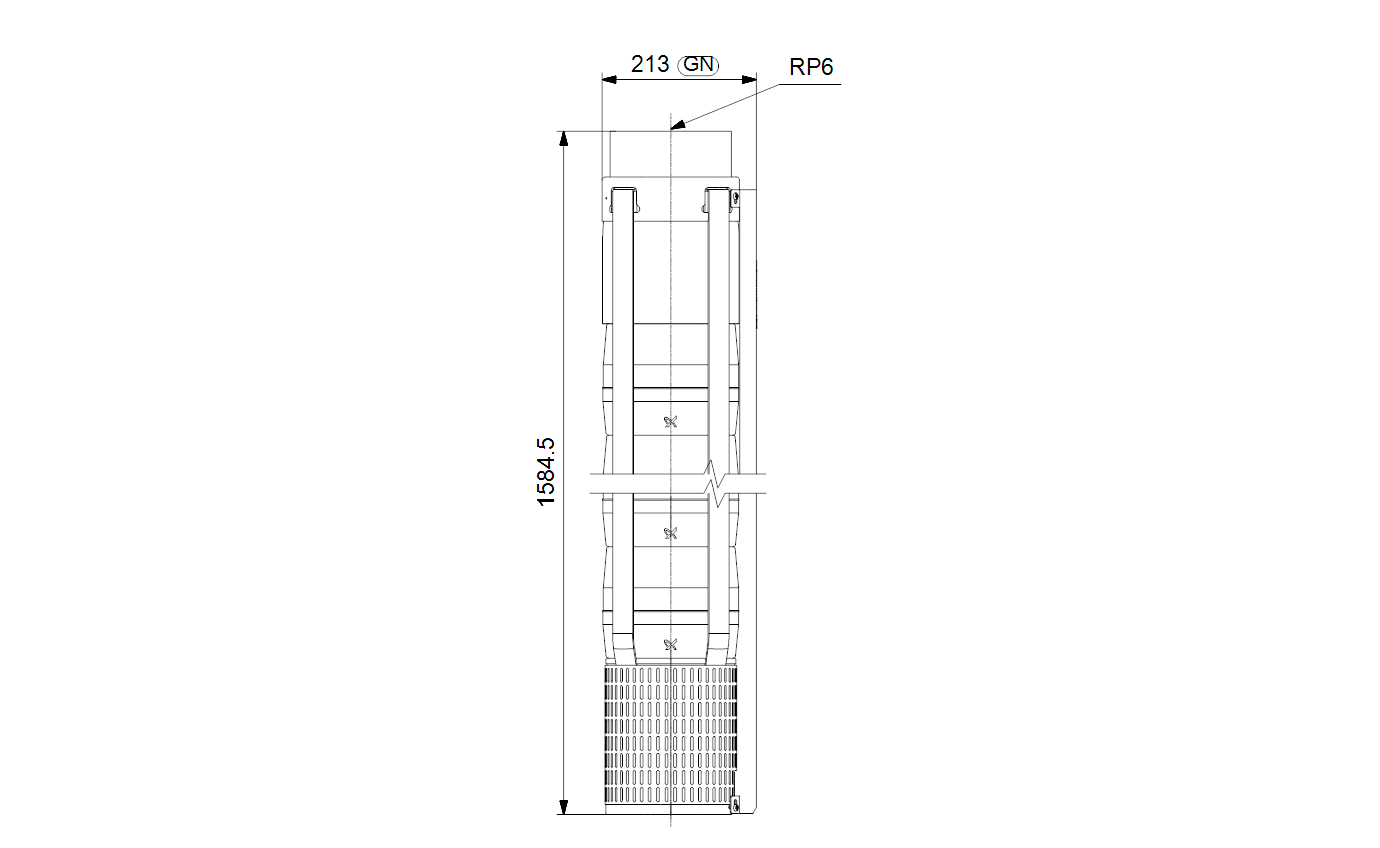 Габаритный чертёж скважинного насоса Grundfos SP 160- 7A Rp6 8