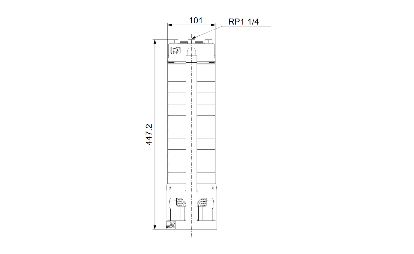 Габаритный чертёж скважинного насоса Grundfos SP 1A-14 Hydraulic 4'' DOL 8000014