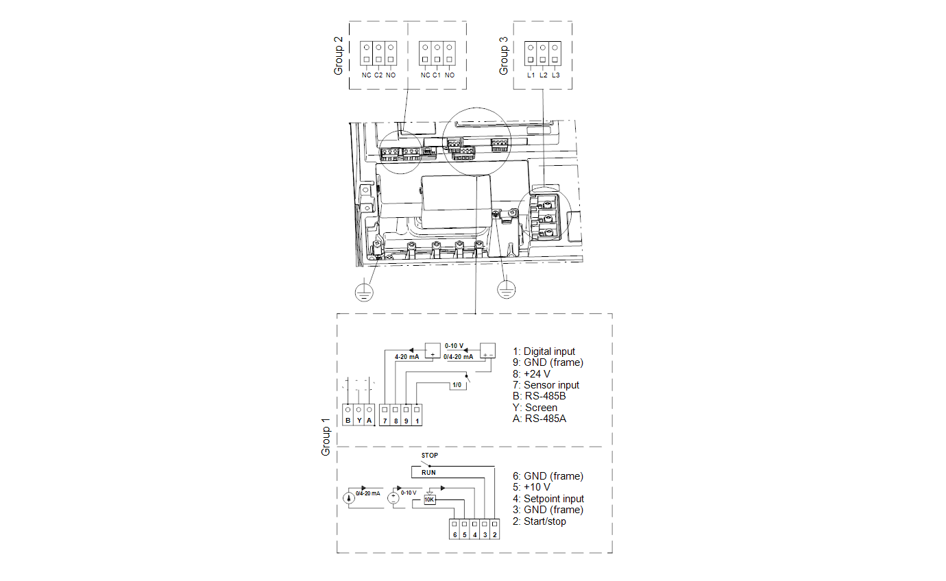 Электрическая схема Центробежный насос Grundfos TPE 50-710/2 A-F-A-BAQE-OX1 96096420