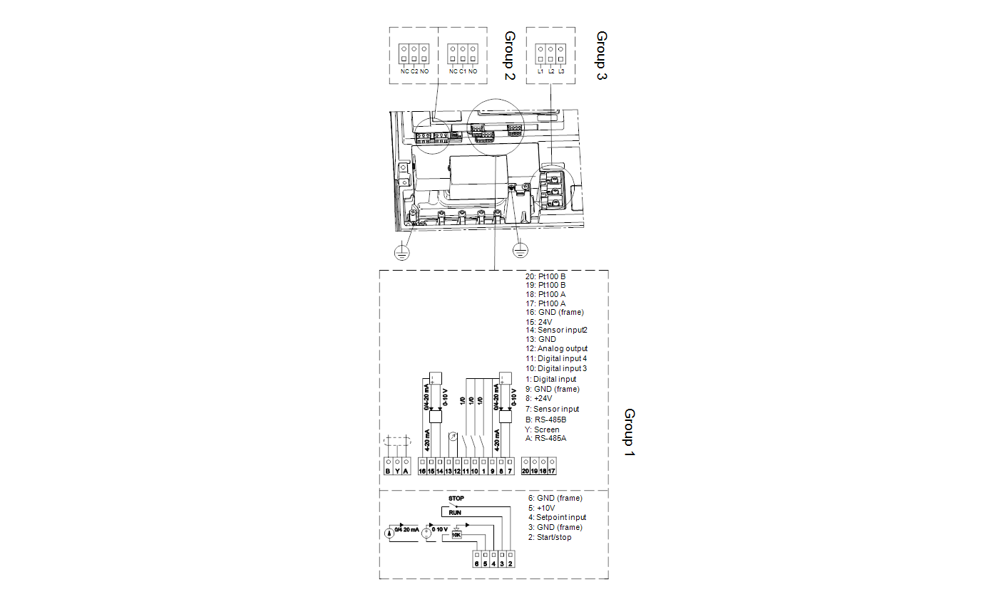 Электрическая схема Центробежный насос Grundfos TPED 100-370/4 A-F-A-BAQE-PX3 96110455