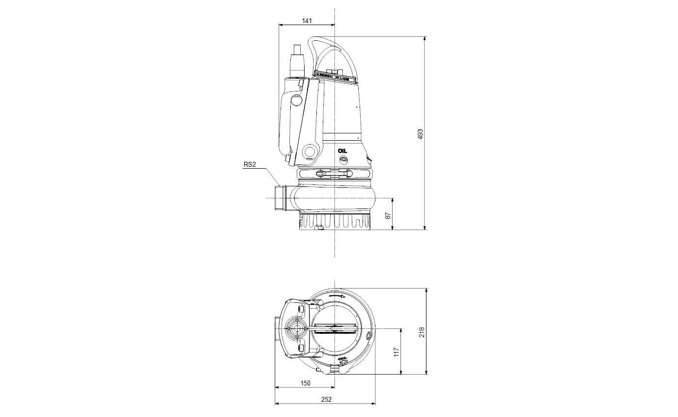 Габаритный чертёж Дренажный насос Grundfos AUTOadapt DP10.50.15.E.2.50B 96877503