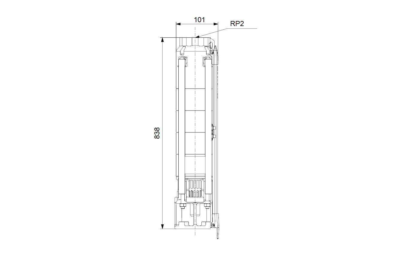 Габаритный чертёж скважинного насоса Grundfos SP14- 8 Rp2 4