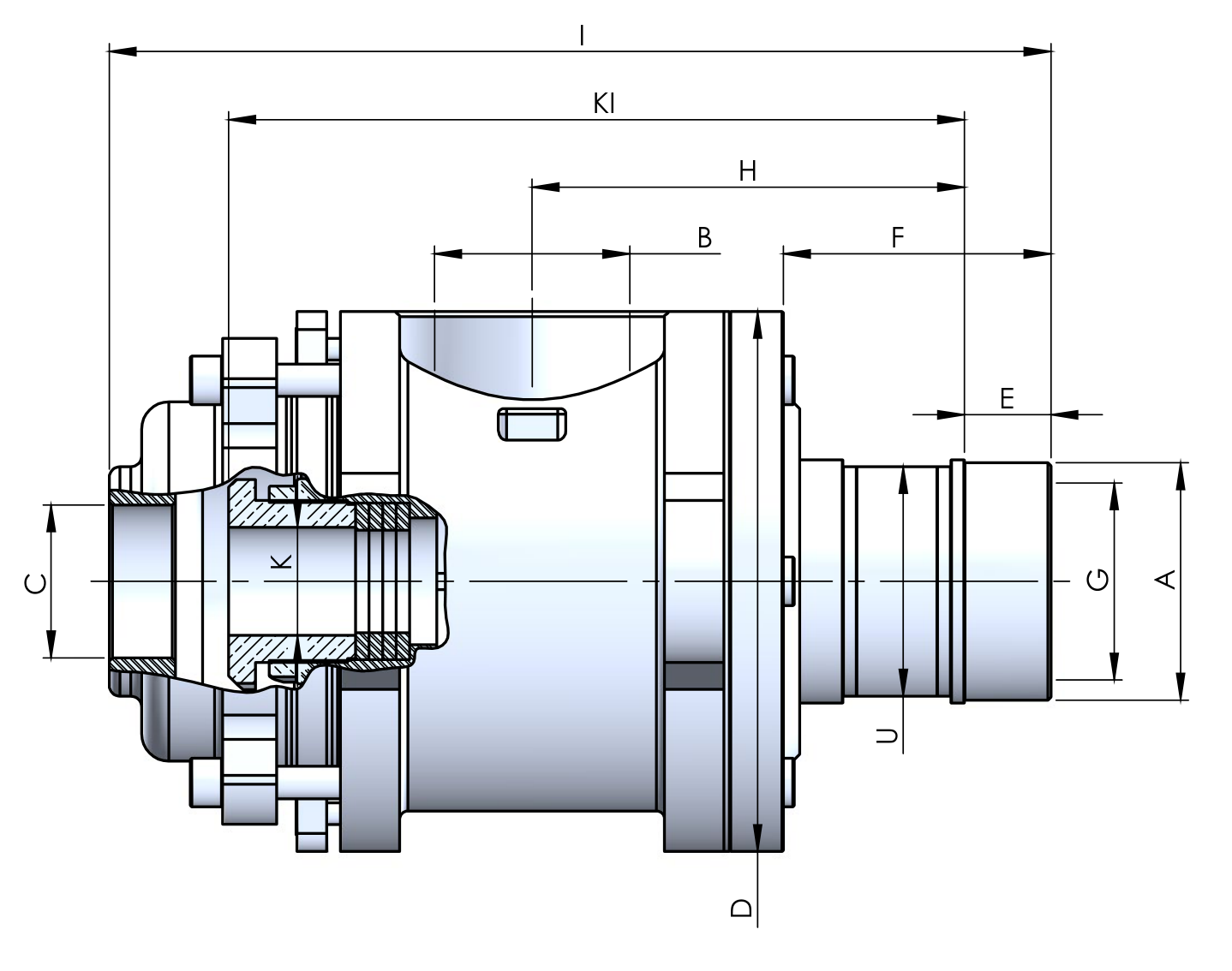 Габаритный чертёж ротационного соединения Rototech R9075-1107-0504-108