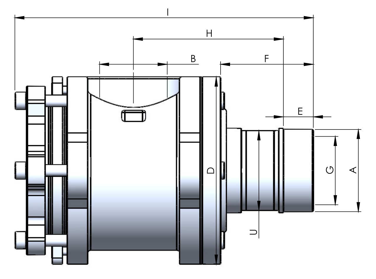 Габаритный чертёж ротационного соединения Rototech R9075-3107-0000-108