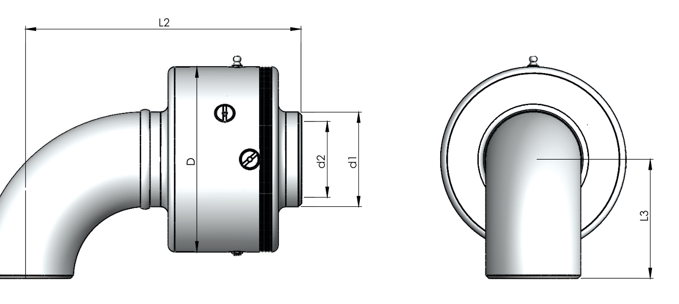Габаритный чертёж шарнирного соединения Rototech E1-KK2-065-SS